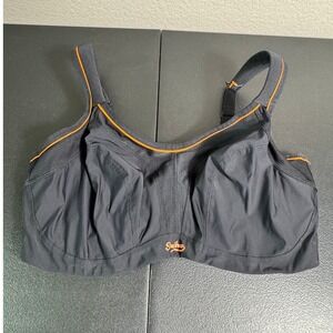 Sculptresse Black Full Support Sport Bra Orange Trim Adjustable Women's Size 38G